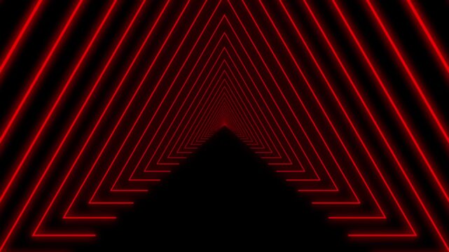 Abstract red neon glowing geometric triangle tunnel background futuristic VJ loop