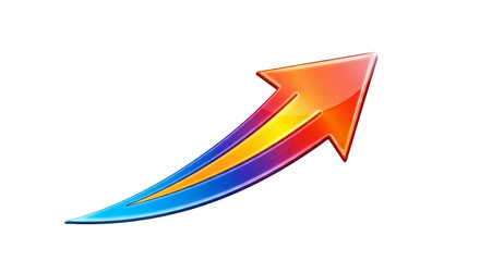 3D colorful upward growth arrow symbolizing success and progress isolated on transparent background