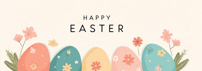 4 templates for an easter party invitation, featuring a modern, flat vector illustration with the text happy easter and a title in different styles