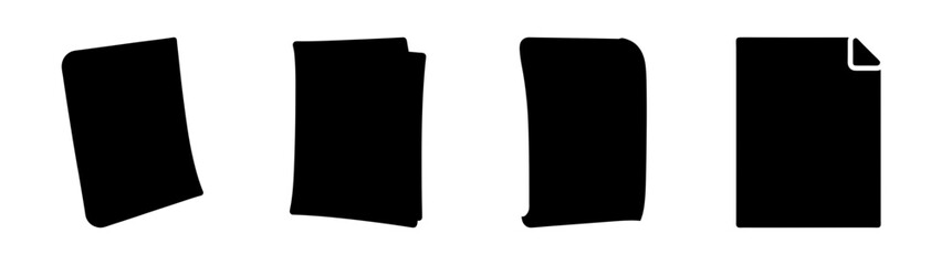 Fototapeta premium Four Black Documents with Different Angles and Folds flat design vector illustration