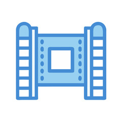 Obraz premium Film reel graphic design icon depicting movies and entertainment on a black background