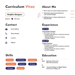 Professional Resume CV Template with Modern Minimal Layout.