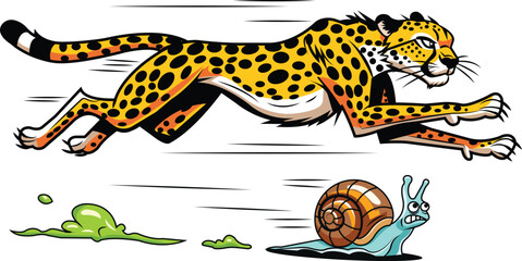 Fast Cheetah Racing a Slow Snail