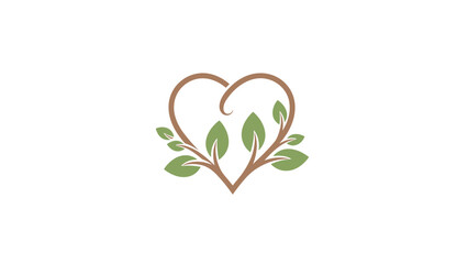 Obraz premium Heart Shaped Branch with Green Leaves - Nature Love and Organic Growth Concept