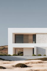 Minimalist modern house - architectural photograph.