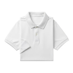 White polo shirt with collar and buttons isolated on transparent background