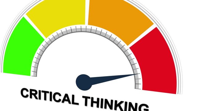 Animated critical thinking meter moving from low to high level, Motion graphics of mater level concept
