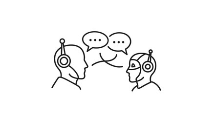 Fototapeta premium Robot and Human Talking