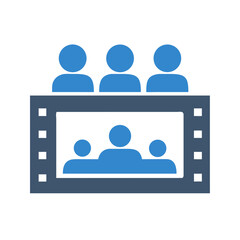 Obraz premium Film strip icon depicting crowd or audience, modern flat vector illustration