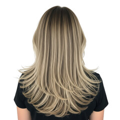 Naklejka premium Back view of a woman with long blonde hair, isolated on transparent background