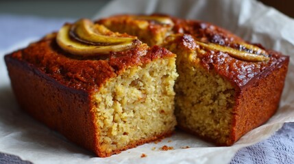 high protein red lentil banana bread sliced loaf
