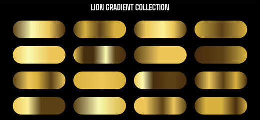 Golden metallic gradient ovals, shiny gold buttons or labels, for website, banner or presentation, Isolated on transparent background, png
