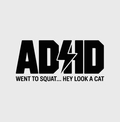 ADHD Funny Gym Quote with Lightning Bolt, Bold Flat Typography Vector Illustration for T-shirt