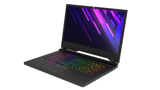 Powerful Gaming Device with Glowing RGB Keyboard and Modern Design Isolated on Transparent Background