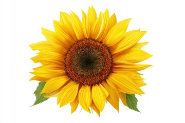 Fototapeta premium Vibrant sunflower with bright yellow petals and green leaves