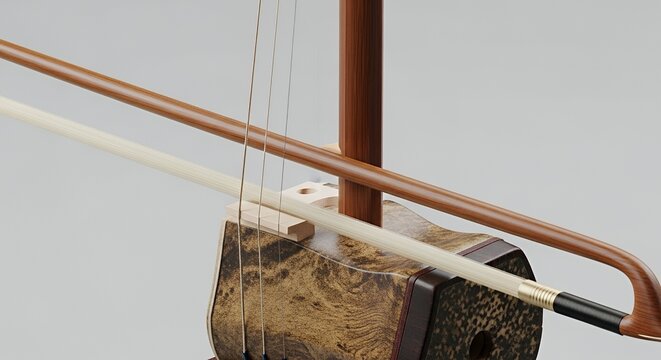 Erhu traditional Chinese violin strings bow detail