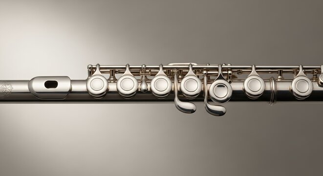 Silver Flute Detail, Musical Instrument, Orchestra, Close Up