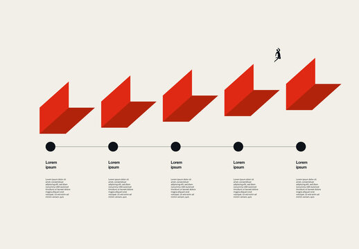 Business Infographic Template with Strategy and Steps for Growth Illustration