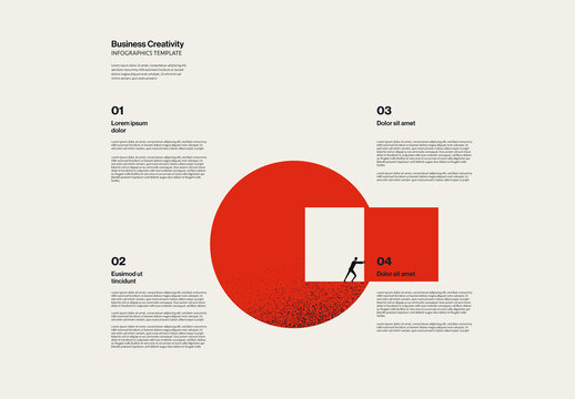 Business Creativity Infographic Template with Think Outside Box Illustration