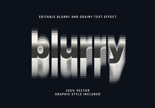 Editable Blurry and Grainy Text Effect Template with Graphic Style