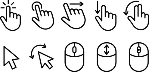 Fototapeta premium Mouse Cursor Click Hand Pointer Icon Set Vector