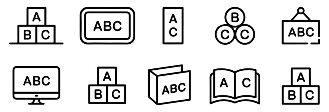abc alphabet blocks icon set