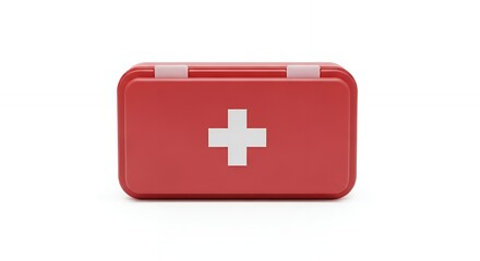 Fototapeta premium Red First Aid Kit Box with White Cross Symbol