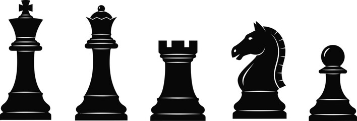 Black chess pieces silhouette © mdtaher