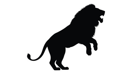A striking silhouette of a male lion with a full mane roaring powerfully © Payara