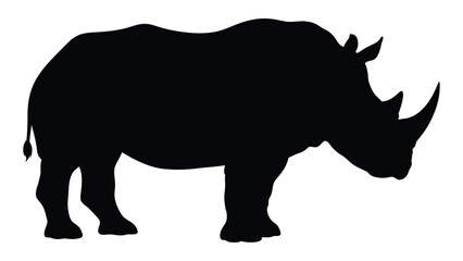 A striking silhouette of a rhinoceros showcasing its powerful form and prominent horn © Payara