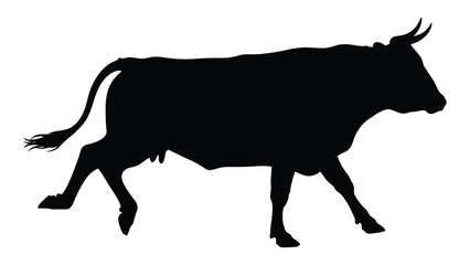 A striking silhouette of a bull depicted in a solid black form against a white background © Payara