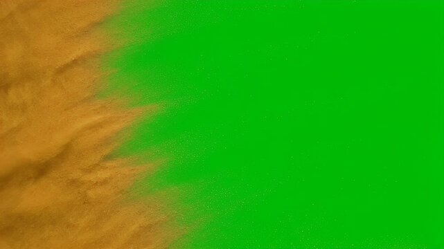 Orange sand dune texture transition with green screen wipe effect land synthetic