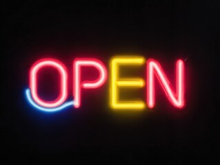 open sign neon style isolated on a black background