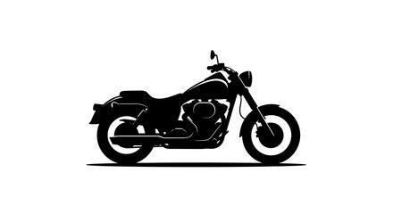 Fototapeta premium Classic black motorcycle with detailed engine and wheels, symbolizing freedom and the open road, isolated white background.