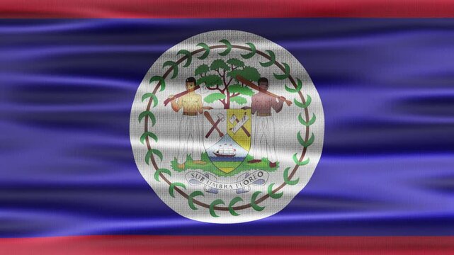 Belize flag waving in the wind with high quality fabric texture