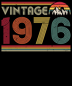 Vintage 1976 Design Vector, 1976 Retro Sunset Design, Vintage 1976 T-shirt Design