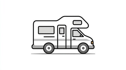 Camper van icon representing travel freedom and adventure on white background