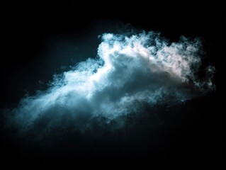 Naklejka premium fog cloud lit by light isolated on a black background