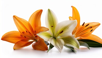 Obraz premium Easter Lily Flowers On White Background