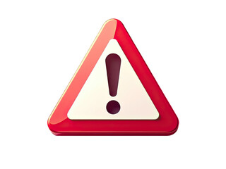 A bright red triangular warning sign featuring a white exclamation mark, often used to signal caution or alertness
