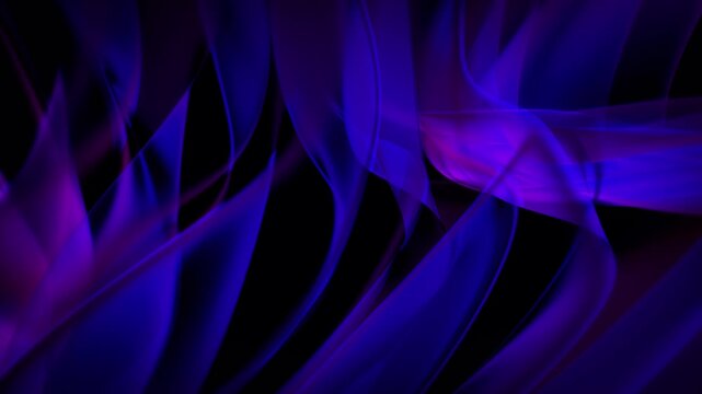 Glowing blue purple smoke waves background. Abstract blue and purple neon laces, creating a dark 3D graphics video loop, backdrop