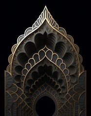 Ornate Golden and Black Islamic Archway Design architecture