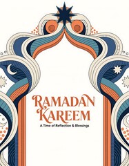 Ramadan Kareem Archway with Retro Design and Arabic Script