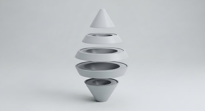 Abstract geometric 3 d object in white against a clean white background