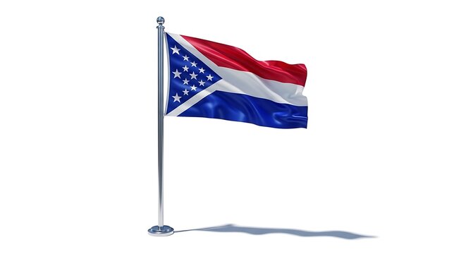 A small confederate flag on a pole against a white background