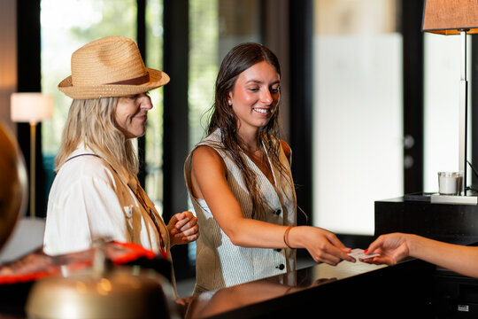 Women enjoying a hotel stay