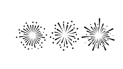 Obraz premium Vector illustration&nbsp;of set of three stylized black fireworks bursts or starburst icons on a transparent background
