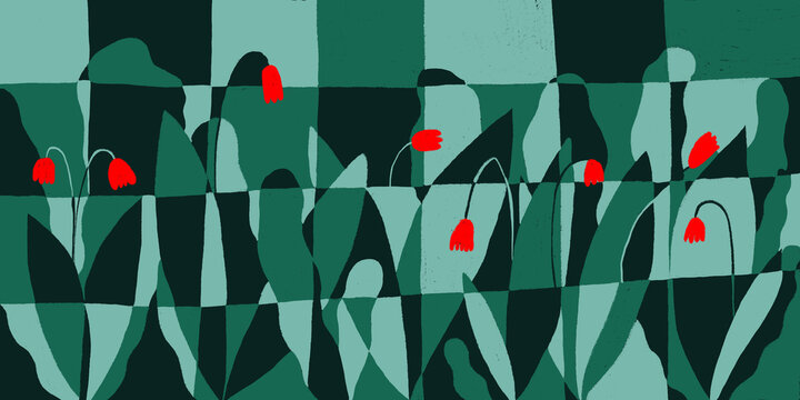 Abstract geometric flower illustration in vibrant colors