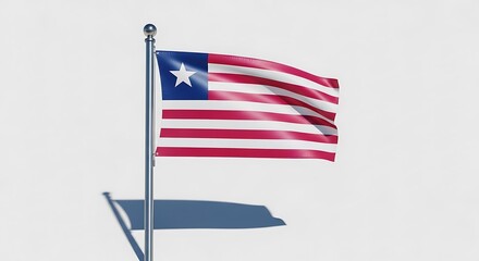 Fototapeta premium American flag waving on a flagpole with a clear sky background