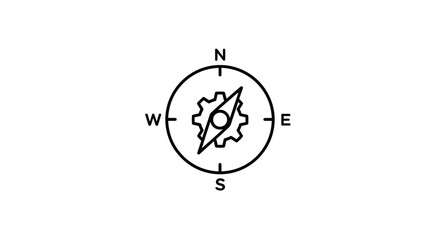 Compass with Gear and Needle Illustration.